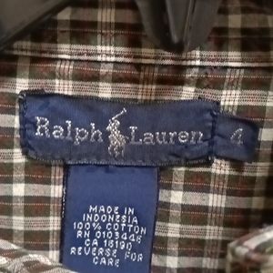 FINAL PRICE Ralph Lauren red white and black plaid long sleeve shirt Size 4